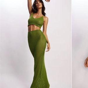 Meshki ROSELLA Crochet Crop Top and skirt- green